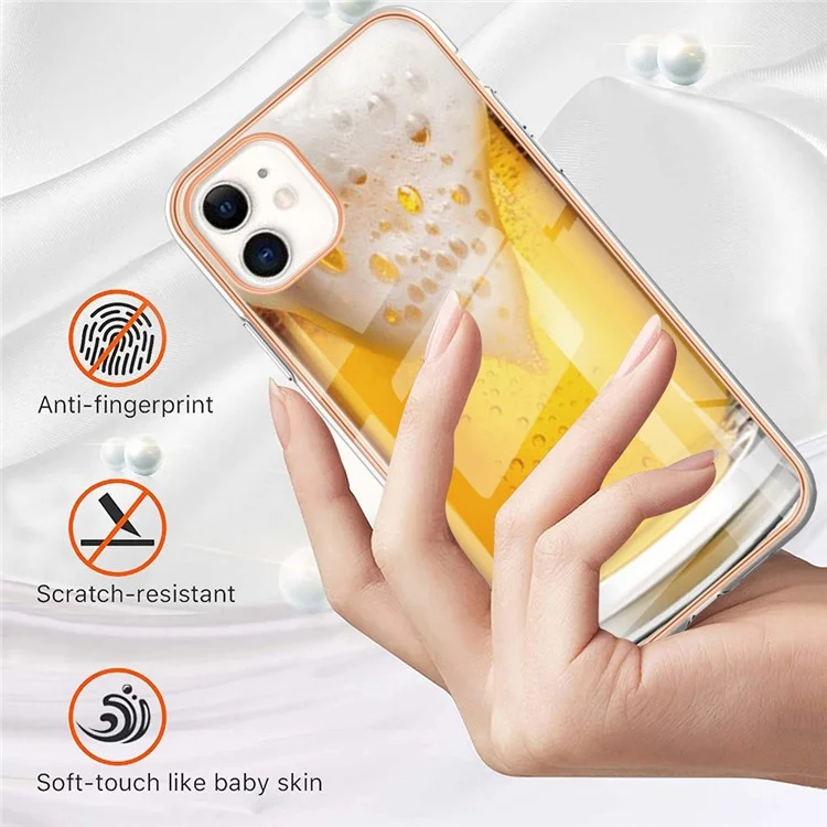 YB IMD Series-19 Style D для iPhone 11 Pattern Printing TPU Case Electroplating 2.0mm IMD Phone Cover - пиво