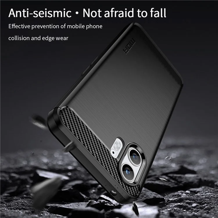 MOFI JK TPU-Serie-1 für Nothing Phone (2) Carbon Fiber Texture Brushed Cover TPU Anti-scratch Phone Case - Schwarz