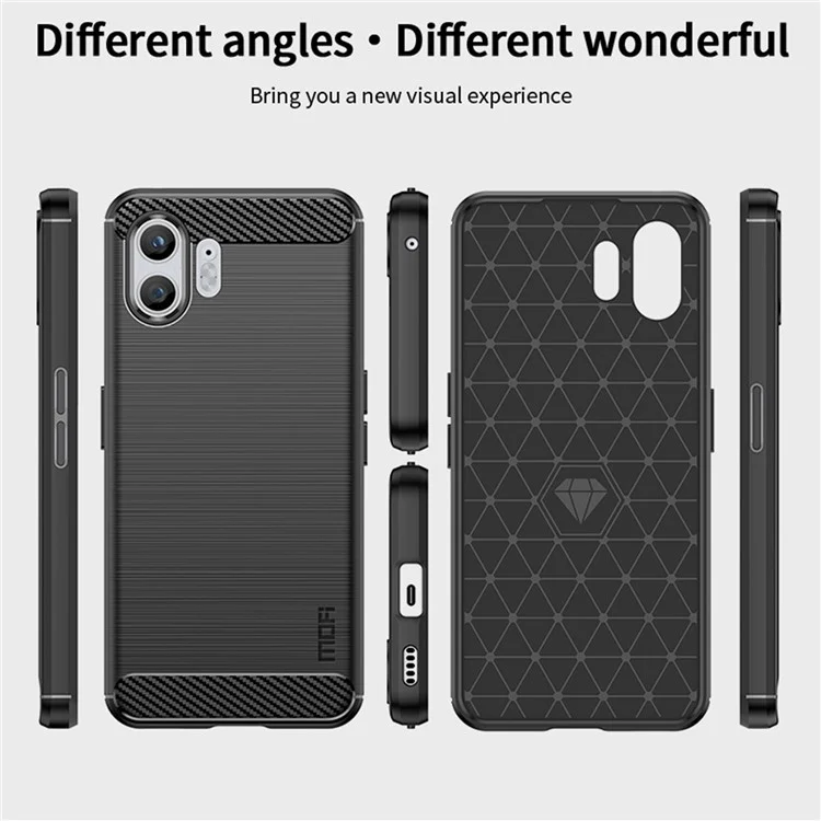 MOFI JK TPU-Serie-1 für Nothing Phone (2) Carbon Fiber Texture Brushed Cover TPU Anti-scratch Phone Case - Schwarz