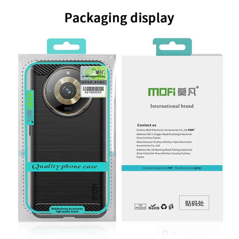 MOFI JK серия TPU-1 для Realme 11 Pro+ 5G / 11 Pro 5G Карбоновый волокнистый текстурированный корпус Brushed Phone Cover TPU Phone Case - Черный