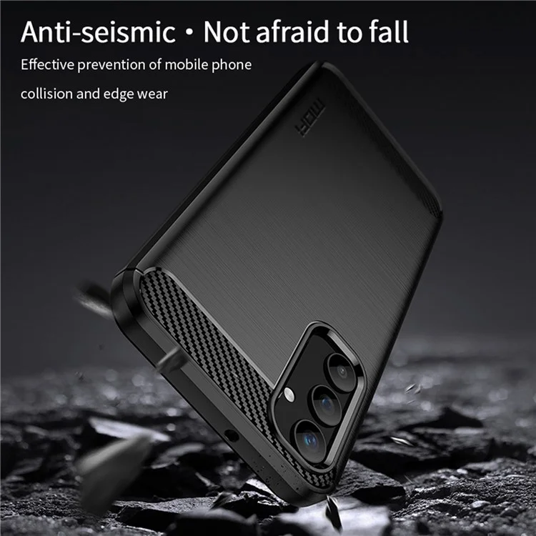 MOFI JK TPU Series-1 for Samsung Galaxy A25 5G (Global) (161.0 x 76.5 x 8.3mm) Phone Case Brushed Carbon Fiber Texture TPU Phone Cover - Black
