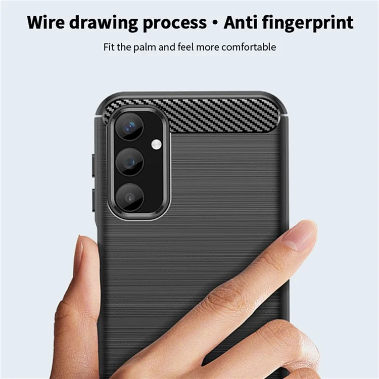 MOFI JK TPU Series-1 for Samsung Galaxy A25 5G (Global) (161.0 x 76.5 x 8.3mm) Phone Case Brushed Carbon Fiber Texture TPU Phone Cover - Black