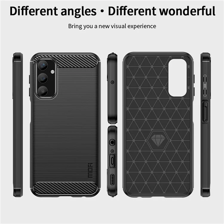 MOFI JK TPU Series-1 for Samsung Galaxy A25 5G (Global) (161.0 x 76.5 x 8.3mm) Phone Case Brushed Carbon Fiber Texture TPU Phone Cover - Black