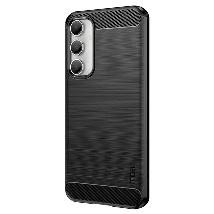 MOFI JK TPU Series-1 para Samsung Galaxy S23 FE Brushed Carbon Fiber Texture Phone Case Soft TPU Phone Shell Cover - Negro