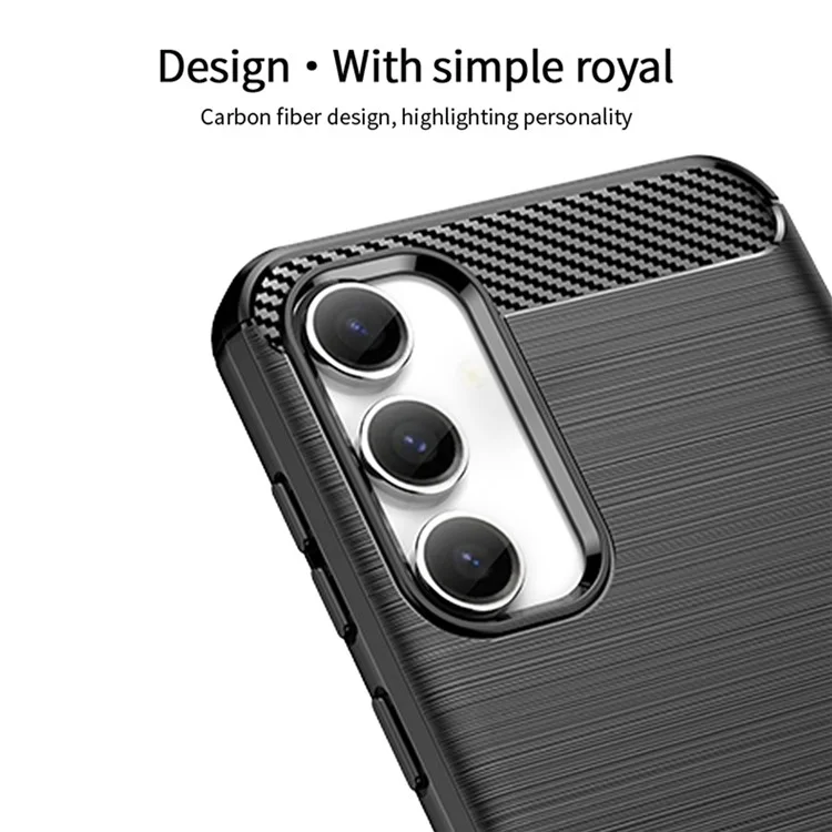 MOFI JK TPU Series-1 para Samsung Galaxy S23 FE Brushed Carbon Fiber Texture Phone Case Soft TPU Phone Shell Cover - Negro
