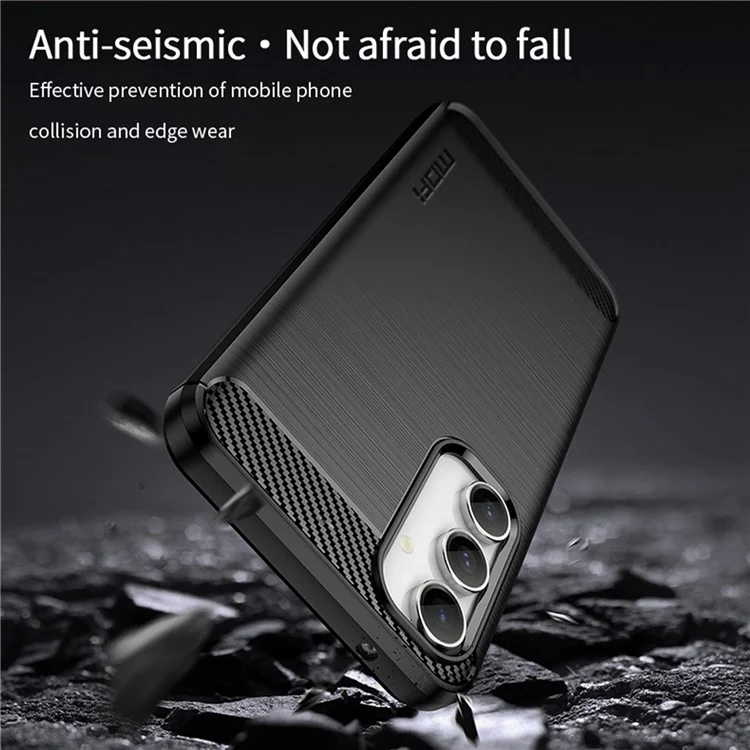 MOFI JK TPU Series-1 para Samsung Galaxy S23 FE Brushed Carbon Fiber Texture Phone Case Soft TPU Phone Shell Cover - Negro