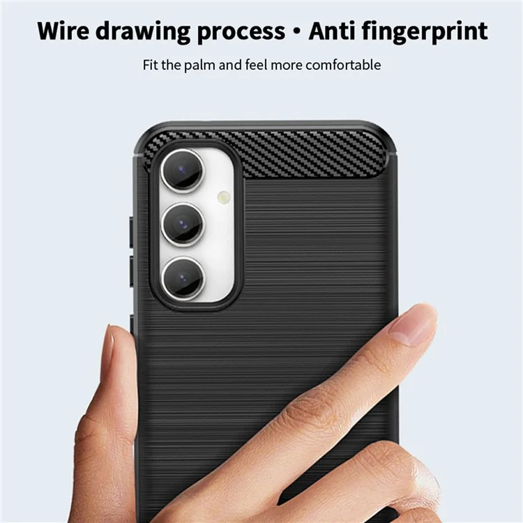 MOFI JK TPU Series-1 para Samsung Galaxy S23 FE Brushed Carbon Fiber Texture Phone Case Soft TPU Phone Shell Cover - Negro