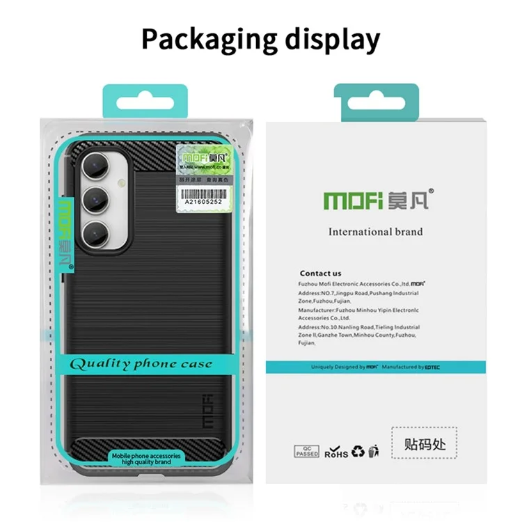 MOFI JK TPU Series-1 para Samsung Galaxy S23 FE Brushed Carbon Fiber Texture Phone Case Soft TPU Phone Shell Cover - Negro