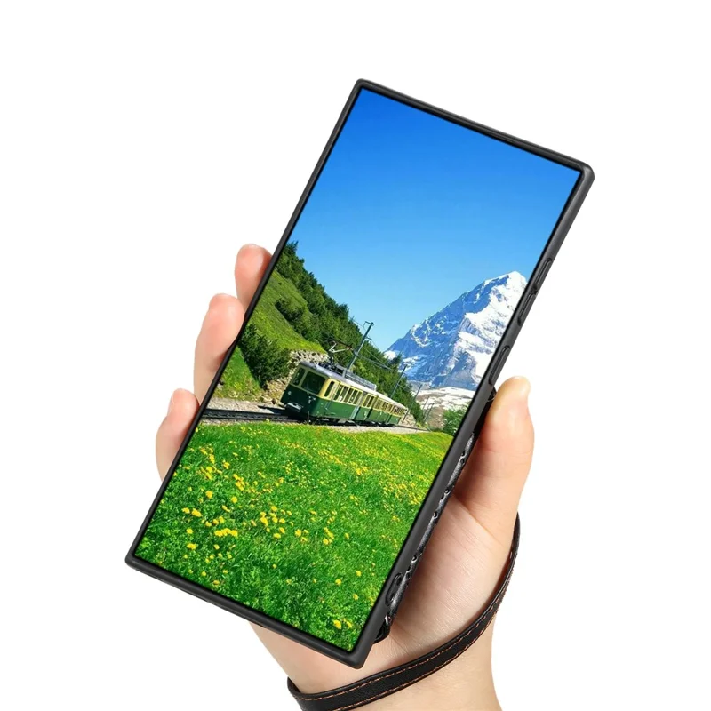 Style 008 For Samsung Galaxy A53 5G RFID Blocking Kickstand Case Rhombus Imprinted PU+TPU Phone Cover with Straps - Black