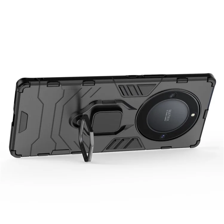 Для Honor X40 5G / X9a 5G / Magic5 Lite 5G Кольцевая подставка Противоударный чехол ТПУ+ПК - Черный