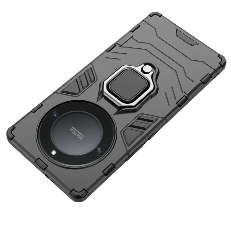 Для Honor X40 5G / X9a 5G / Magic5 Lite 5G Кольцевая подставка Противоударный чехол ТПУ+ПК - Черный