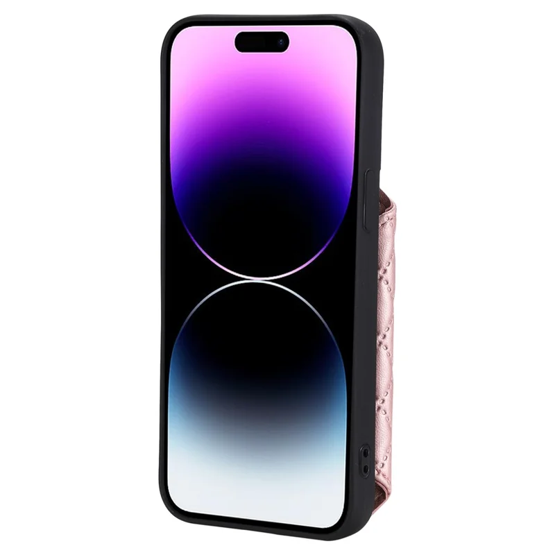 Style 008 For iPhone 14 Pro Max RFID Blocking Protective Case Anti-Scratch PU+TPU Phone Shell - Rose Gold