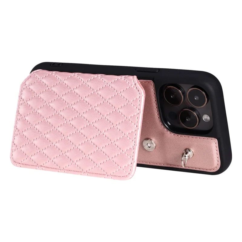 Style 008 For iPhone 14 Pro Max RFID Blocking Protective Case Anti-Scratch PU+TPU Phone Shell - Rose Gold