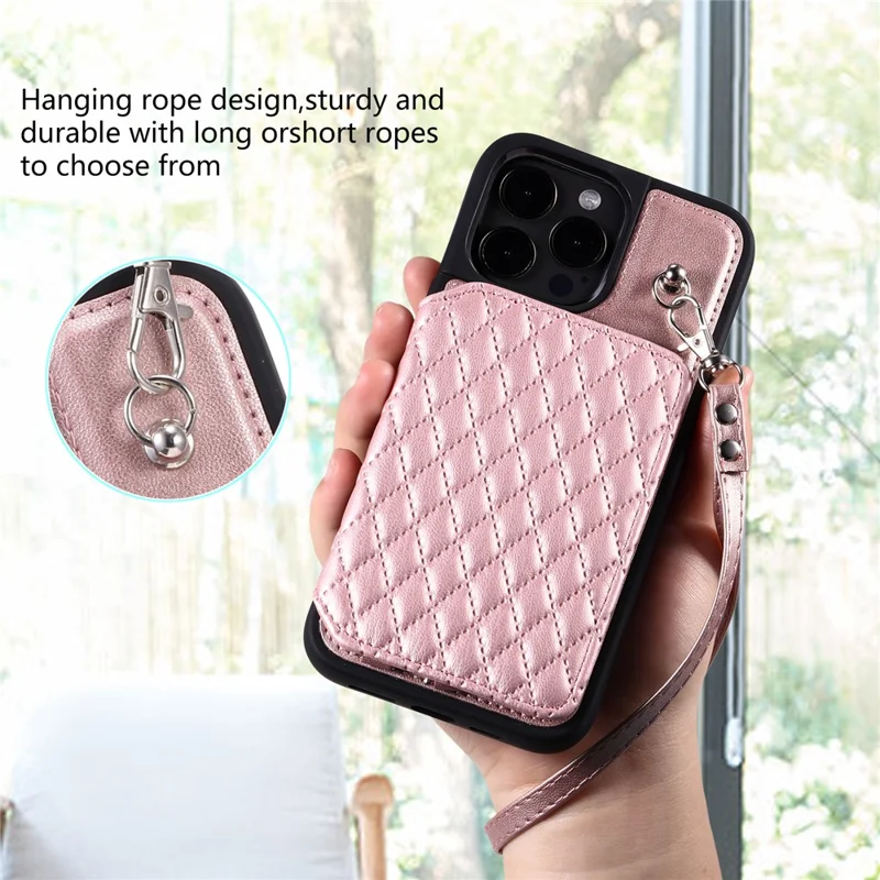 Style 008 For iPhone 14 Pro Max RFID Blocking Protective Case Anti-Scratch PU+TPU Phone Shell - Rose Gold