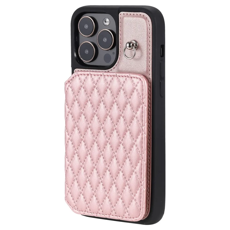 Style 008 For iPhone 14 Pro Max RFID Blocking Protective Case Anti-Scratch PU+TPU Phone Shell - Rose Gold