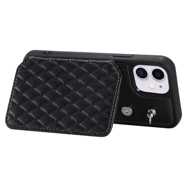 Style 008 Shockproof Case for iPhone 11 RFID Blocking Anti-Drop PU+TPU Phone Cover with Straps - Black