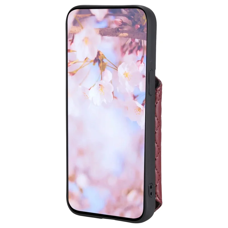 Style 008 For iPhone 12 / 12 Pro 6.1 inch Shockproof Phone Case RFID Blocking PU+TPU Phone Shell with Straps - Wine Red