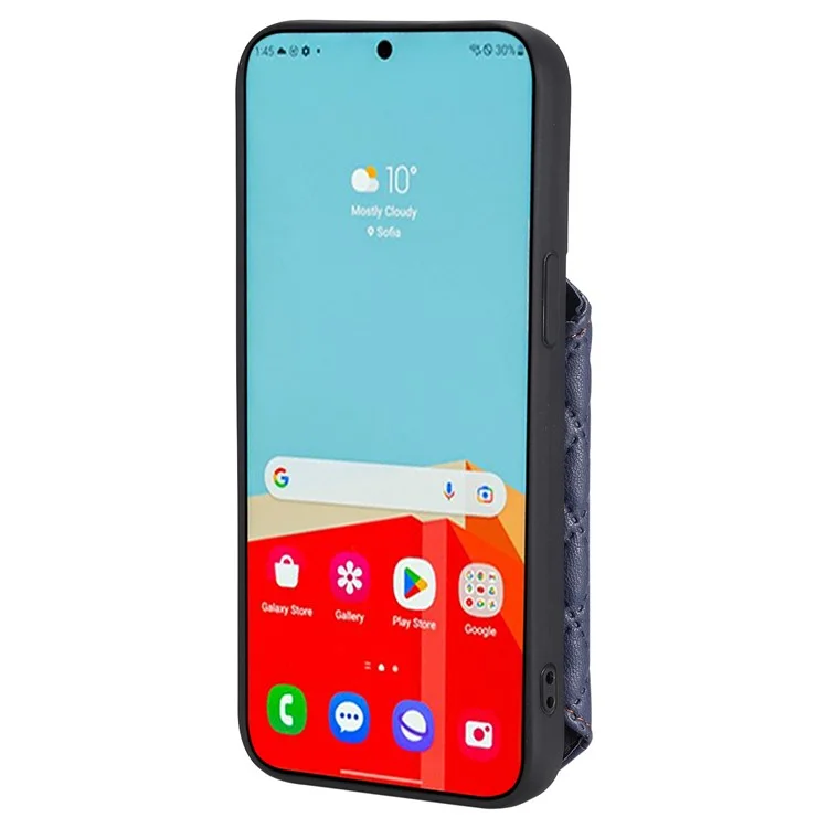 Стиль 008 для Samsung Galaxy S22 Ultra 5G RFID-блокирующий держатель для карт Телефон Чехол Кожа + TPU подставка Задняя крышка - Синий