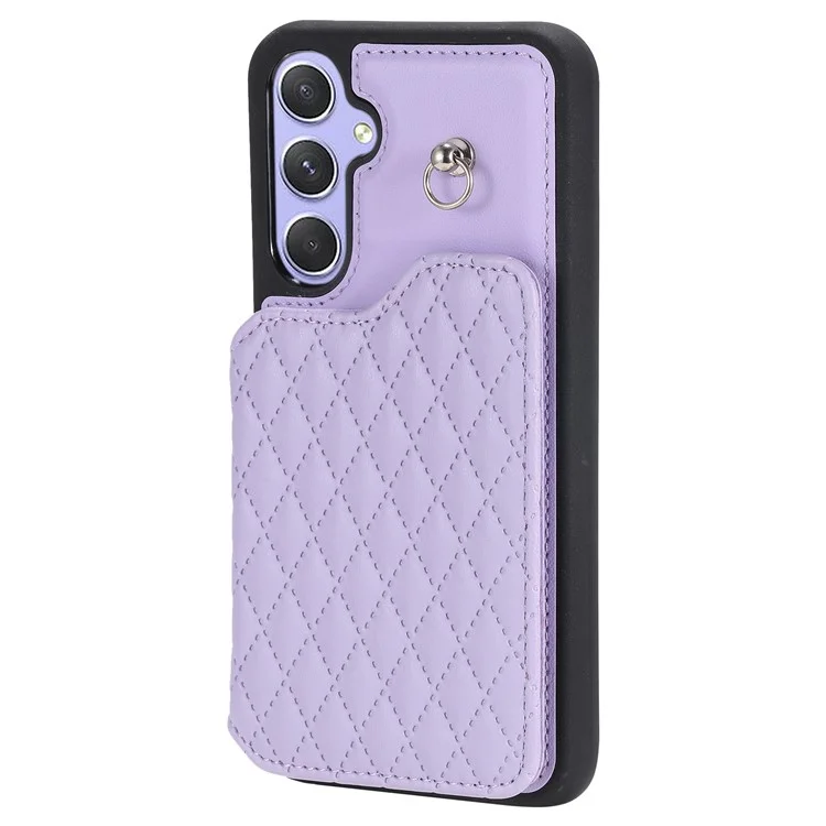 Style 008 pour Samsung Galaxy A14 5G / A14 4G Coque de protection avec support Étui en cuir PU+TPU Blocage RFID Coque de téléphone avec sangle de poignet - Violet