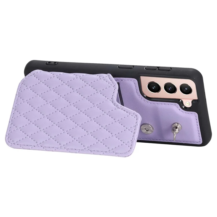 Style 008 Pour Samsung Galaxy S22+ 5G RFID Blocking Case PU Cuir Enduit TPU Coque de téléphone avec Sangle Poignet - Violet