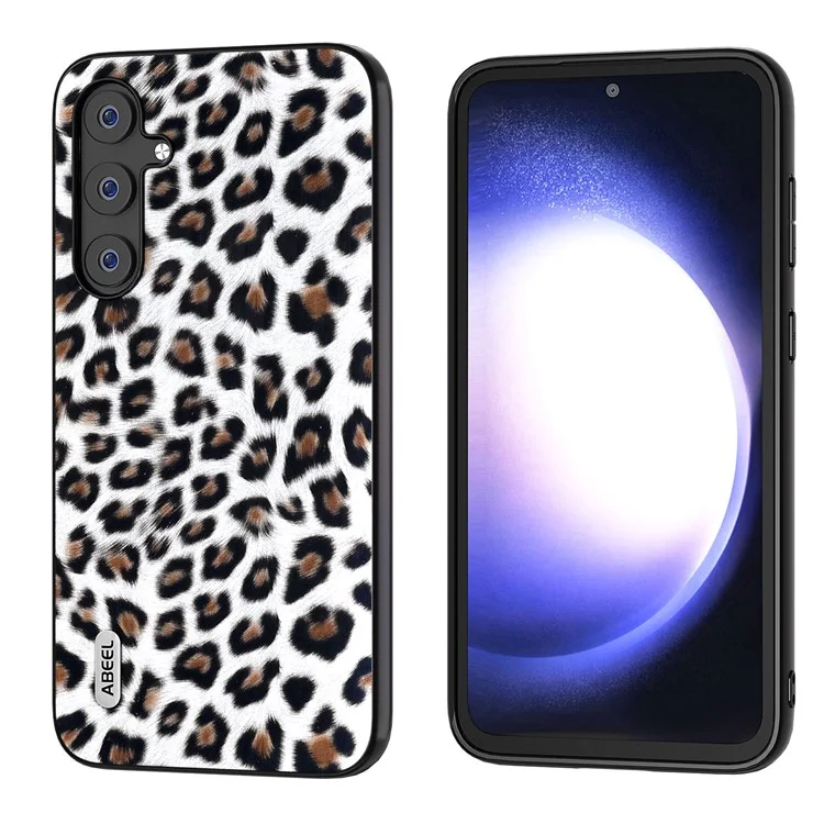 ABEEL Für Samsung Galaxy S23 FE Leopard Textur Handyhülle PU Leder+TPU+PC Stoßfest - Silber