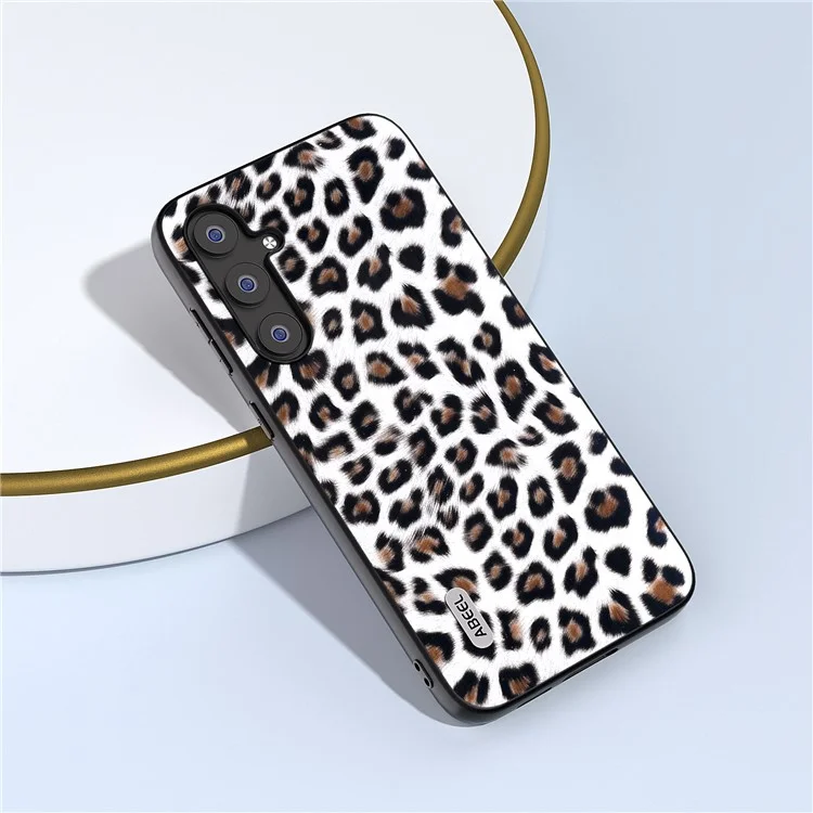 ABEEL Für Samsung Galaxy S23 FE Leopard Textur Handyhülle PU Leder+TPU+PC Stoßfest - Silber