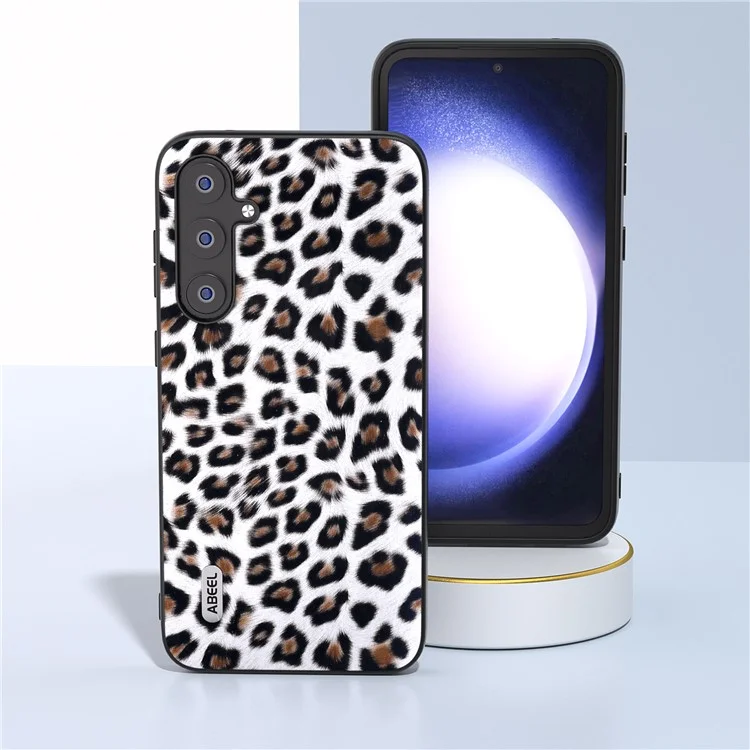 ABEEL Für Samsung Galaxy S23 FE Leopard Textur Handyhülle PU Leder+TPU+PC Stoßfest - Silber