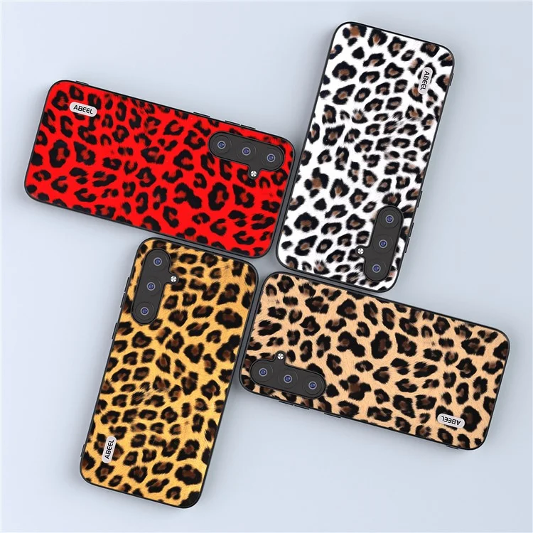 ABEEL Für Samsung Galaxy S23 FE Leopard Textur Handyhülle PU Leder+TPU+PC Stoßfest - Silber