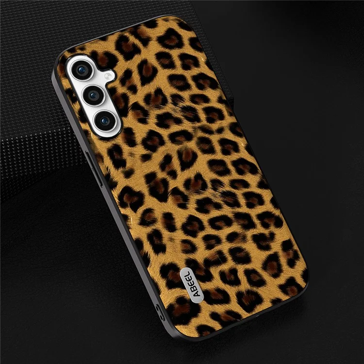 ABEEL Anti-Drop Phone Case per Samsung Galaxy A34 5G Leopard Texture PU Leather+TPU+PC Cover - Gold
