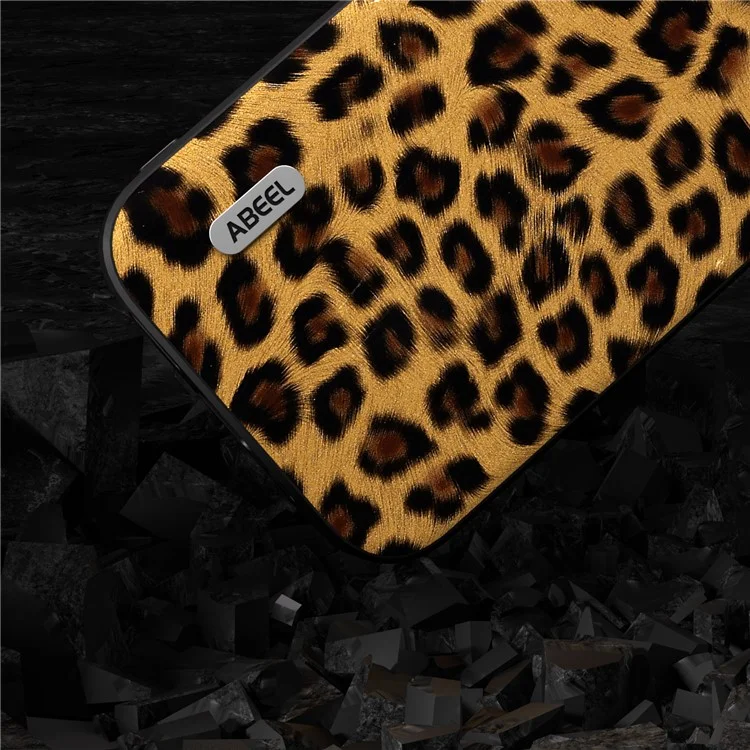 ABEEL Anti-Drop Phone Case per Samsung Galaxy A34 5G Leopard Texture PU Leather+TPU+PC Cover - Gold