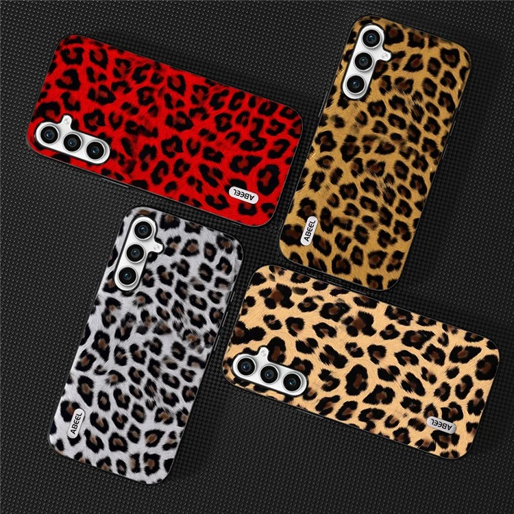 ABEEL Anti-Drop Phone Case per Samsung Galaxy A34 5G Leopard Texture PU Leather+TPU+PC Cover - Gold