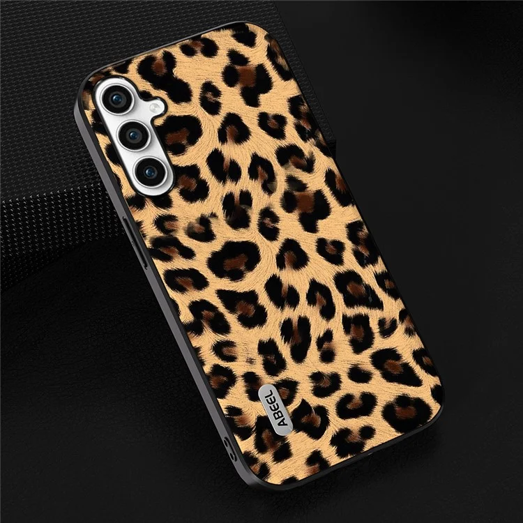 ABEEL Anti-Drop Phone Case per Samsung Galaxy A34 5G Leopard Texture PU Leather+TPU+PC Cover - Champagne Gold