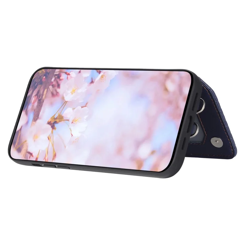 Style 008 Kickstand Phone Cover for iPhone 11 , PU Leather+TPU RFID Blocking Anti-drop Shell with Wrist Strap - Black