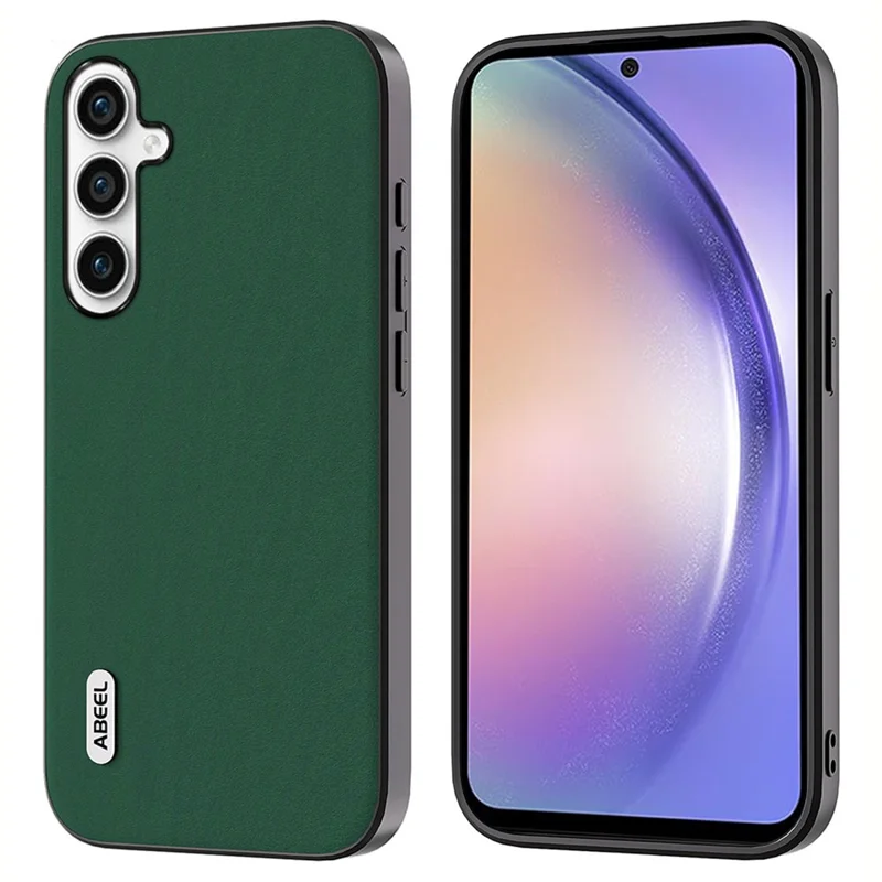ABEEL Phone Case for Samsung Galaxy A54 5G Silky Feeling Cowhide Leather Coated PC+TPU Back Cover - Green