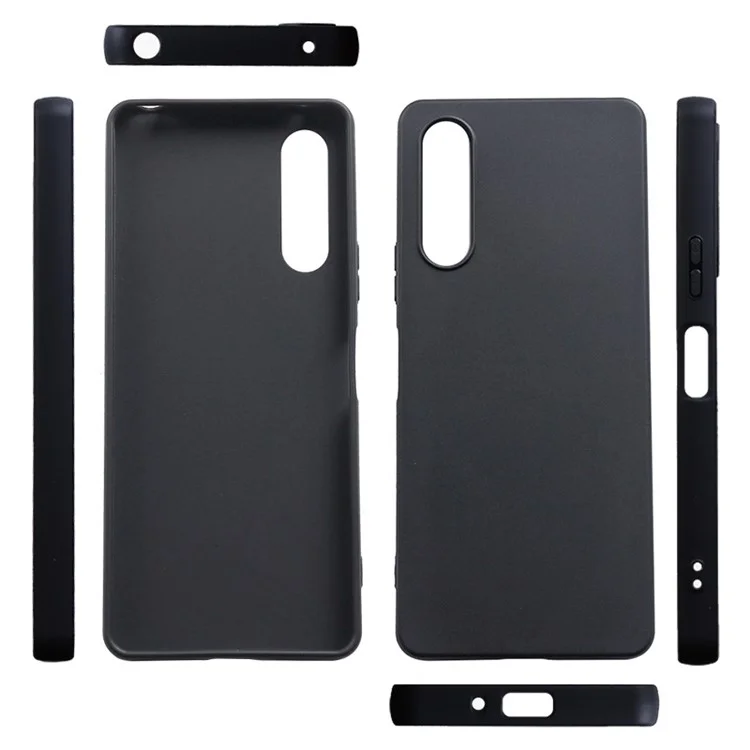 Pour Sony Xperia 10 V Texture Matte Cover Téléphone Anti-fingerprint TPU Téléphone - Noir