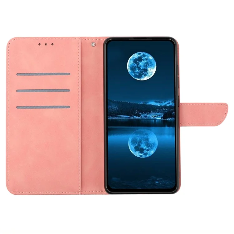 Carcasa táctil para la piel del HT05 para Oppo A78 4G Funda de teléfono de piel de PU con soporte y cartera Impresión de línea Cover - Rosa