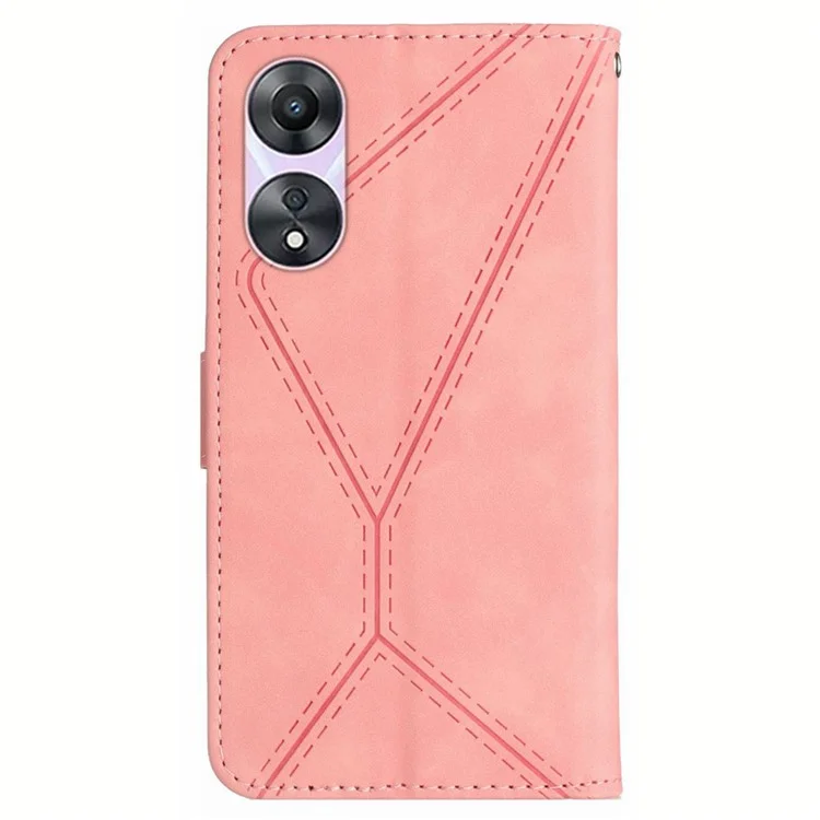 Carcasa táctil para la piel del HT05 para Oppo A78 4G Funda de teléfono de piel de PU con soporte y cartera Impresión de línea Cover - Rosa