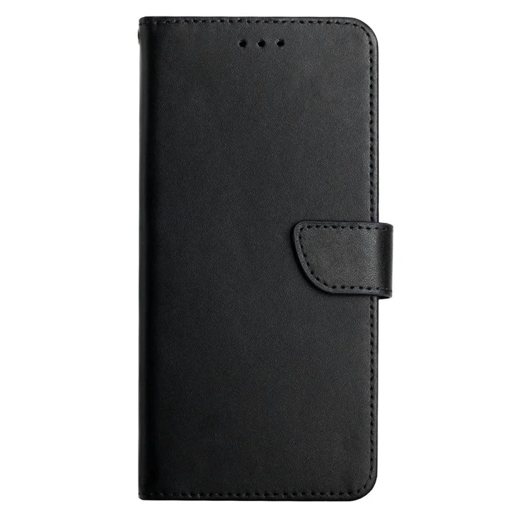 HT02 para Oppo A78 4G Foldable Stand Genuine Cow Leather Wallet Case Phone Cover - Negro