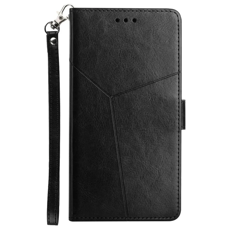 HT01 Para Google Pixel 8 Wallet Phone Stand Case Linha em Y Impressa Capa de Couro - Preto