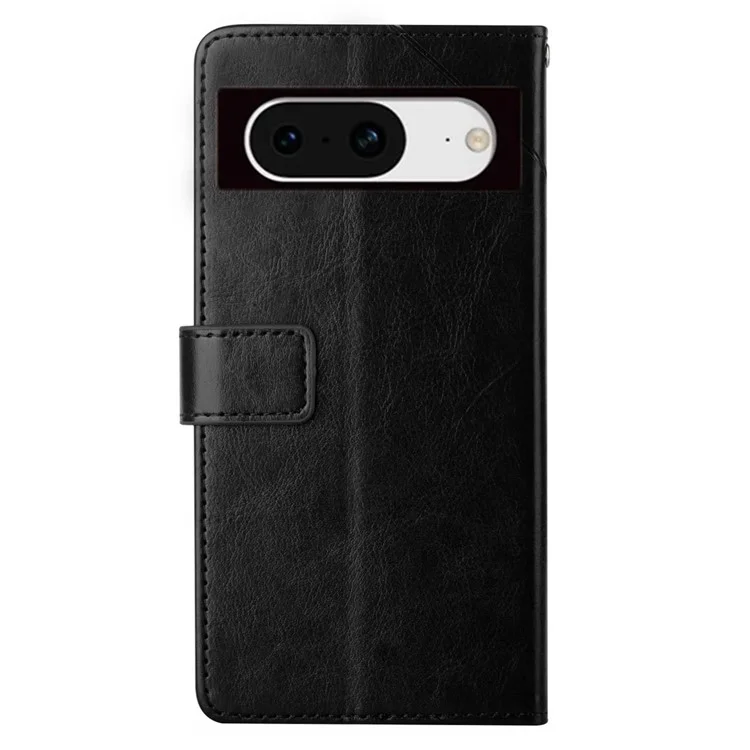 HT01 Para Google Pixel 8 Wallet Phone Stand Case Linha em Y Impressa Capa de Couro - Preto
