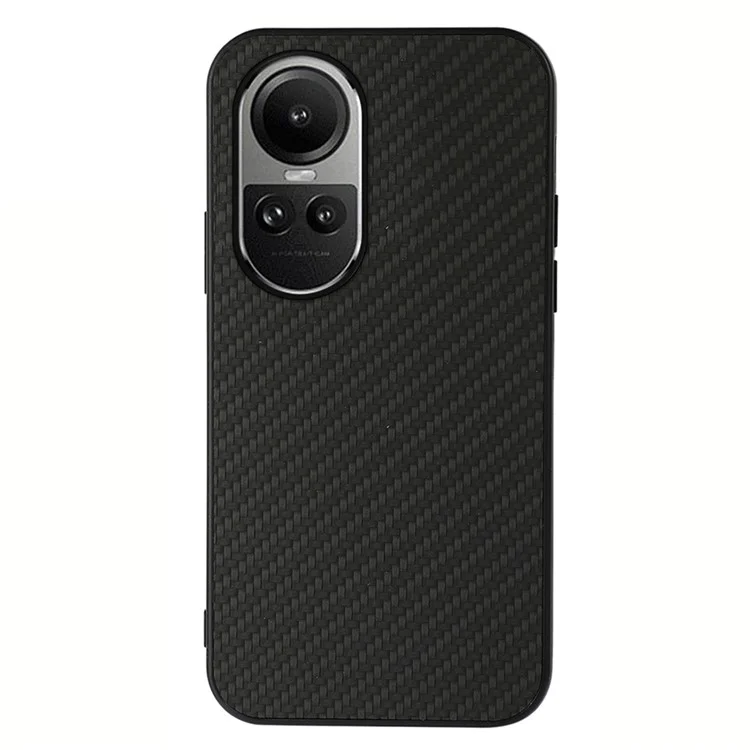 Für Oppo Reno10 Pro 5G (Global) / Reno10 5G (Global) Handyhülle PU-Leder beschichtetes TPU Carbon Fiber Texture Back Cover - Schwarz