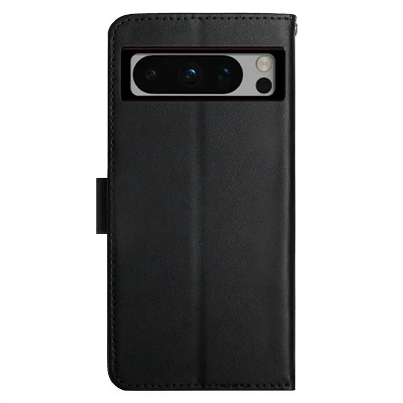 HT02 For Google Pixel 8 Pro Shockproof Wallet Phone Cover Genuine Cow Leather Phone Stand Cover - Black