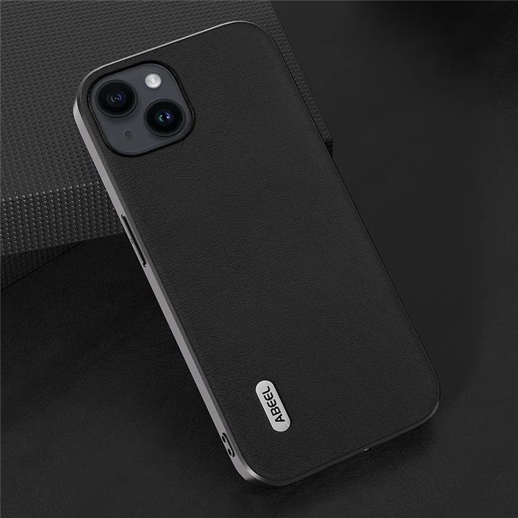 ABEEL Funda Protectora de Teléfono para iPhone 15 de Piel Texturizada PU + TPU - Negro 