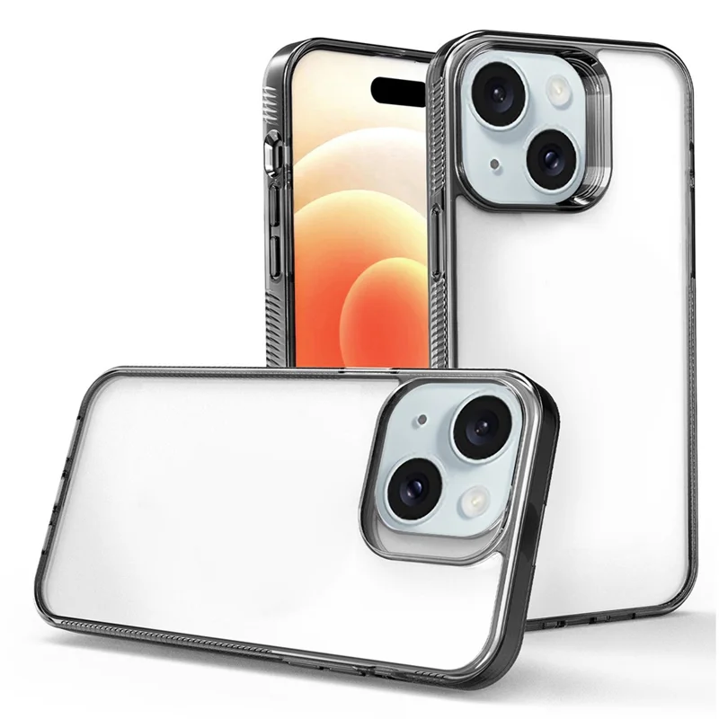 For iPhone 15 Plus HD Clear Case Anti-Scratch Smartphone Shell TPU+PC Phone Cover - Black