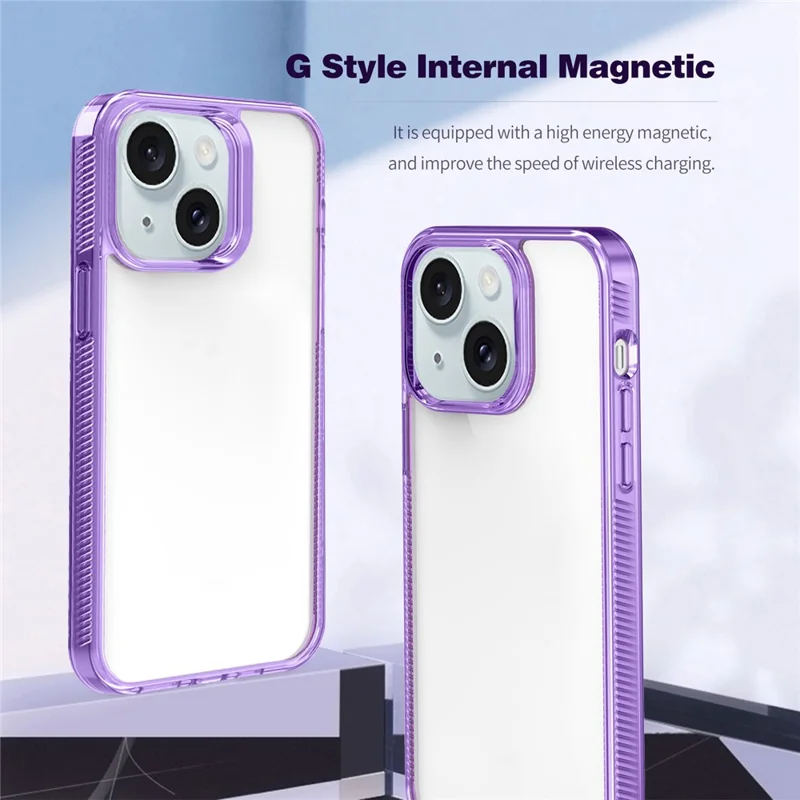 For iPhone 15 Plus HD Clear Case Anti-Scratch Smartphone Shell TPU+PC Phone Cover - Black