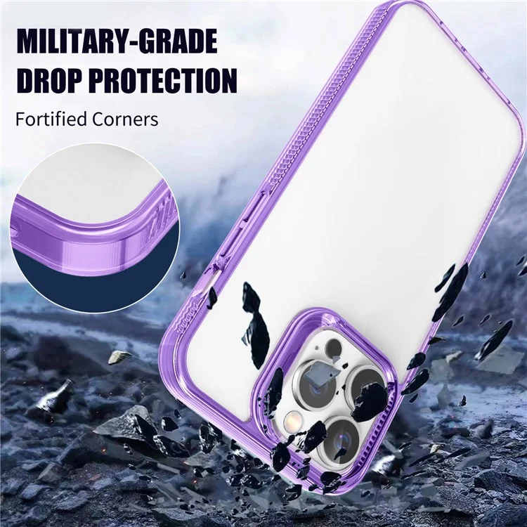 For iPhone 15 TPU+PC Phone Cover HD Clear Case Anti-Scratch Smartphone Shell - Purple