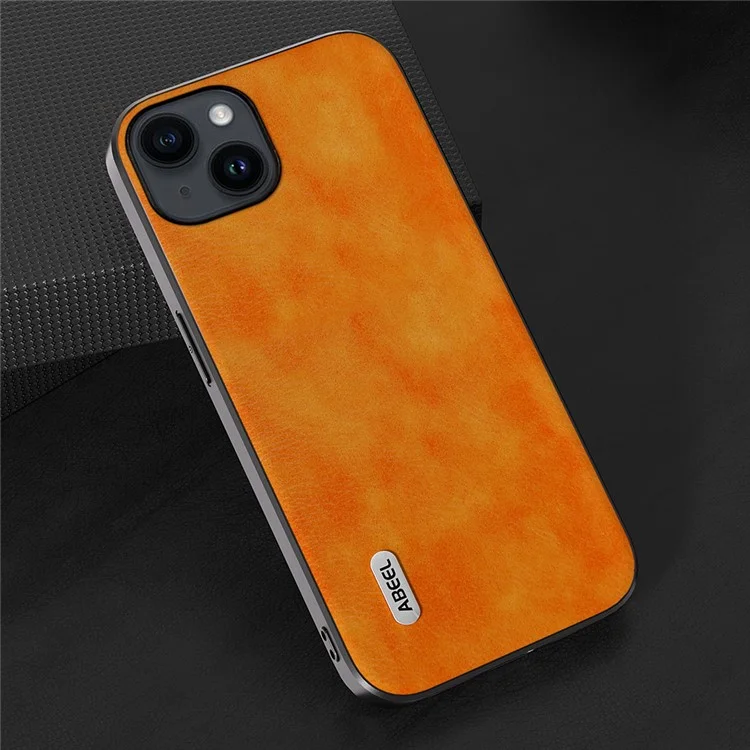 ABEEL For iPhone 14 Funda de Teléfono de Piel PU+TPU Antiarañazos - Naranja