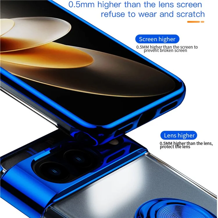For Google Pixel 8 Electroplating TPU Phone Case Ring Kickstand Anti-drop Cover - Blue