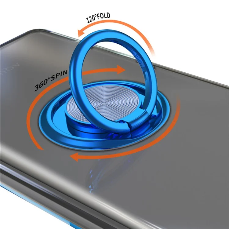 For Google Pixel 8 Electroplating TPU Phone Case Ring Kickstand Anti-drop Cover - Blue