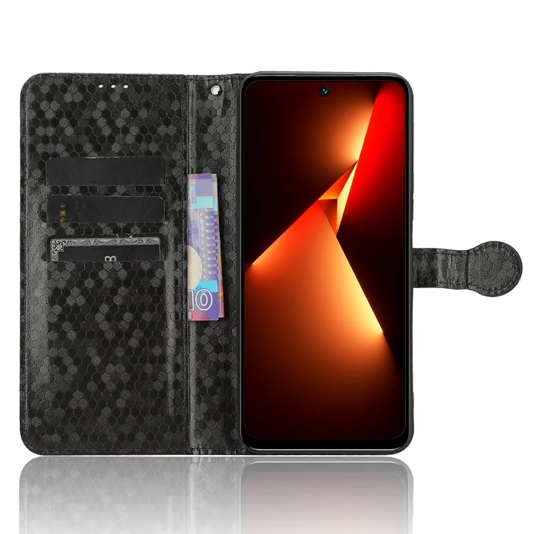 Para el TECNO Pova Neo 3 4G, funda de piel con patrón de puntos estampados, tipo billetera, soporte Carcasa de teléfono - Negro